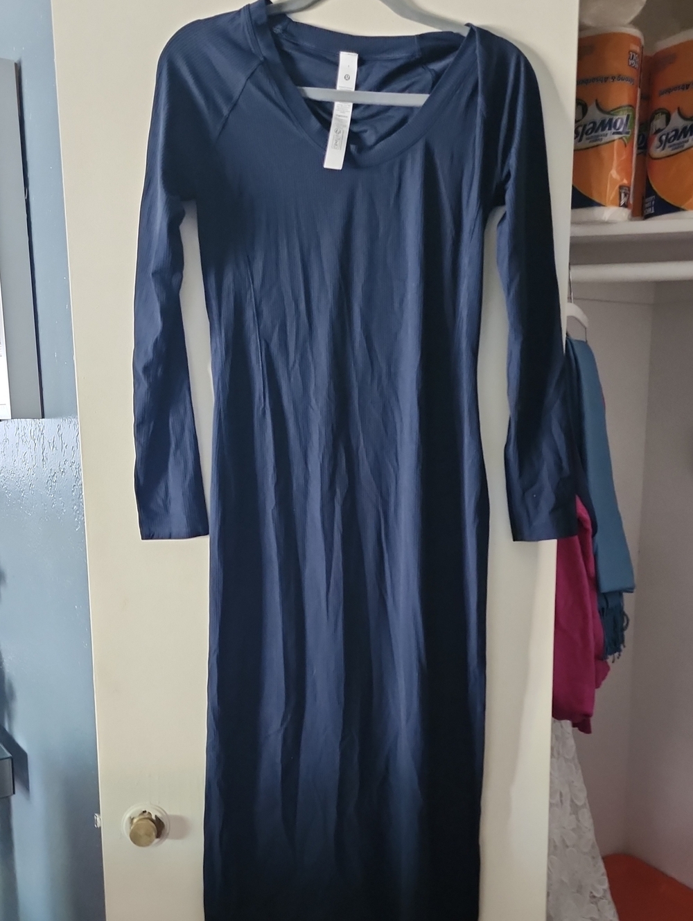 Lululemon Long Sleeve Navy Maxi Dress with V-Neck